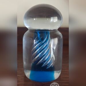 Blenko Glass Air Twist Spiral Hand Blown Paperweight Vintage Mid 20th Century